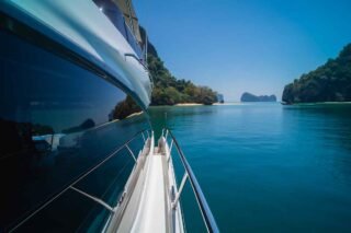 princess-65s-starboard-entering-bay-Horizon-Yacht-Charters-phuket