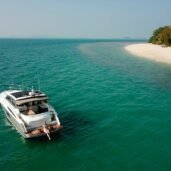 princess-v39-aerial-at-anchor-beach-Horizon-Yacht-Charters-phuket